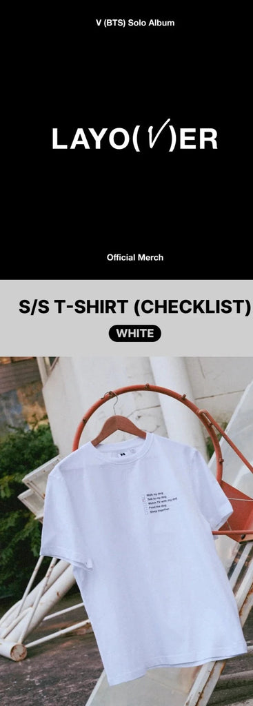 BTS V - LAYOVER 1ST SOLO ALBUM OFFICIAL MD - S/S T-SHIRT (CHECKLIST) - Swiss K-POPup