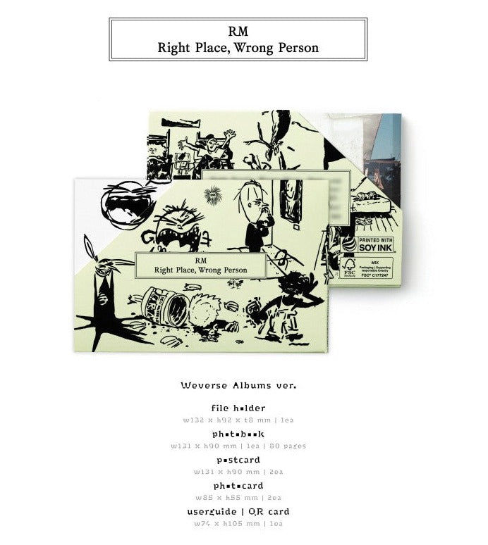 [Pre-Order] RM (BTS) - [RIGHT PLACE, WRONG PERSON] (WEVERSE ALBUMS VER.) - Swiss K-POPup