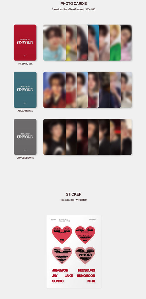 ENHYPEN 2nd Album [ROMANCE : UNTOLD] + EXTRA PHOTO CARD - Swiss K-POPup