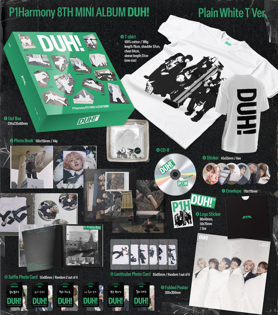 [Pre-Order] P1Harmony 8th Mini Album [DUH!] (Plain White T Ver.) (MD Ver.) - Swiss K-POPup
