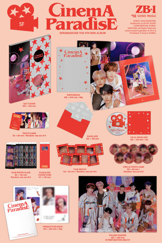 ZEROBASEONE 4th Mini Album [CINEMA PARADISE] (Special Gift : Selfie Photocard 1 ea) - Swiss K-POPup