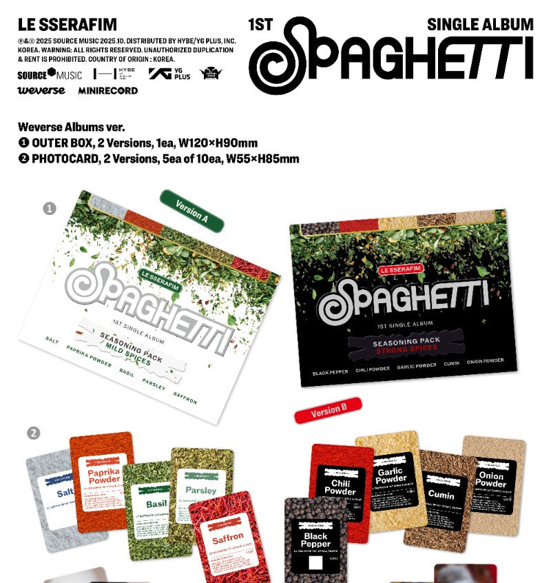 LE SSERAFIM 1st Single Album [SPAGHETTI] (Weverse Albums Ver.) - Swiss K-POPup