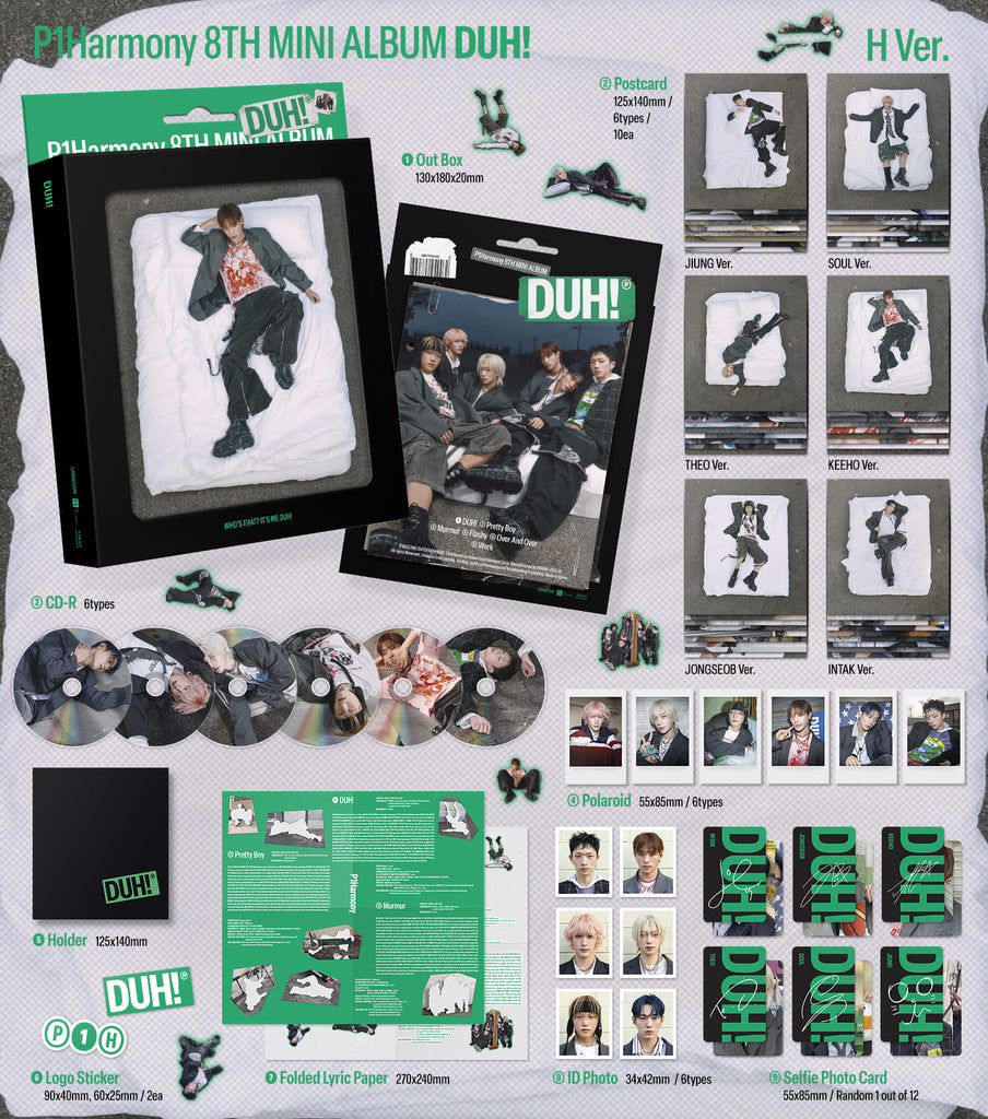 [Pre-Order] P1Harmony 8th Mini Album [DUH!] (H Ver.) (Compact Ver.) (random) - Swiss K-POPup