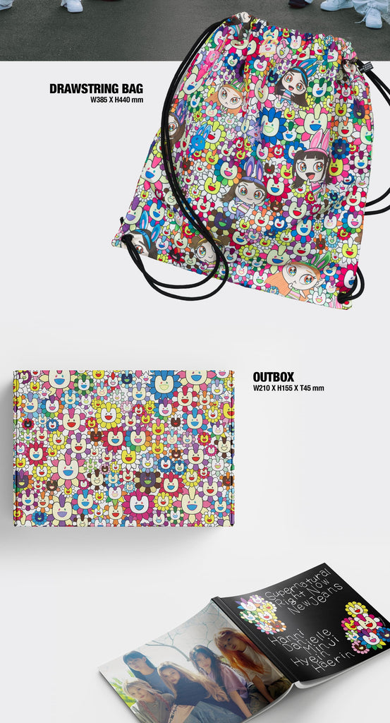 [Pre-Order] NEWJEANS - [SUPERNATURAL] NJ X MURAKAMI (DRAWSTRING BAG VER.) + (Special Gift : Polaroid Photocard 1 ea) - Swiss K-POPup