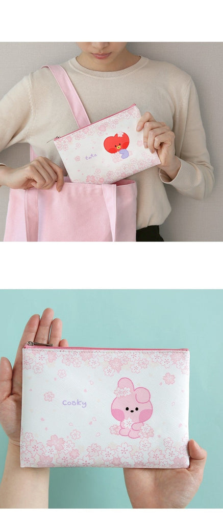 BT21 OFFICIAL MININI FLAT PU POUCH CHERRY BLOSSOM - Swiss K-POPup