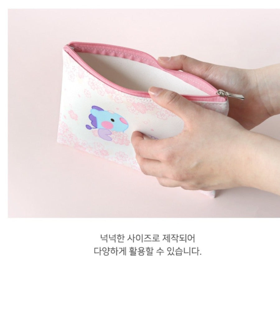BT21 OFFICIAL MININI FLAT PU POUCH CHERRY BLOSSOM - Swiss K-POPup