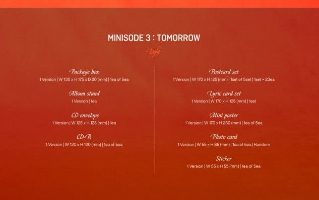 [Pre-Order] TOMORROW X TOGETHER (TXT) - MINISODE 3 : TOMORROW (LIGHT VER.) - Swiss K-POPup