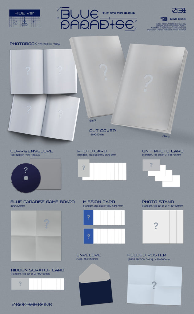 ZEROBASEONE 5th Mini Album [BLUE PARADISE] (Special Gift : Photocard 1 ea) - Swiss K-POPup
