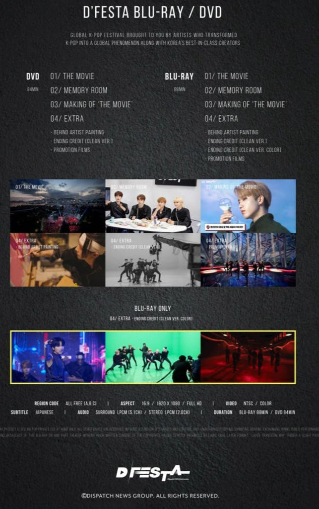 [PRE-ORDER] D'FESTA THE MOVIE (DVD/BLU-RAY) BTS, SKZ, TXT, NCT, TWICE, SVT, ETC.. - Swiss K-POPup