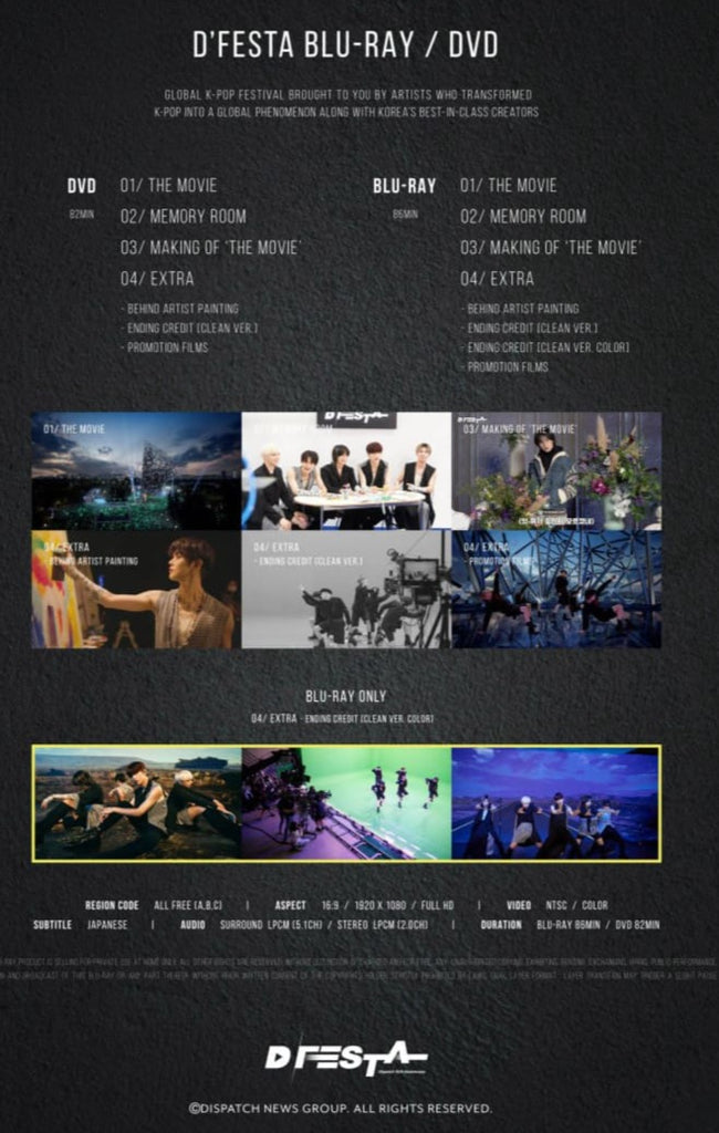 [PRE-ORDER] D'FESTA THE MOVIE (DVD/BLU-RAY) BTS, SKZ, TXT, NCT, TWICE, SVT, ETC.. - Swiss K-POPup