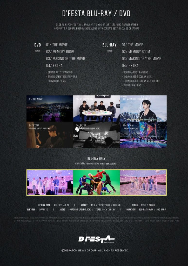 [PRE-ORDER] D'FESTA THE MOVIE (DVD/BLU-RAY) BTS, SKZ, TXT, NCT, TWICE, SVT, ETC.. - Swiss K-POPup