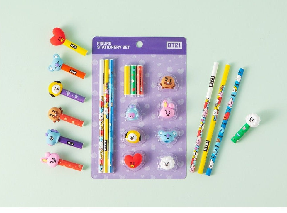 OFFICIAL BT21 FIGURE STATIONERY SET - Swiss K-POPup