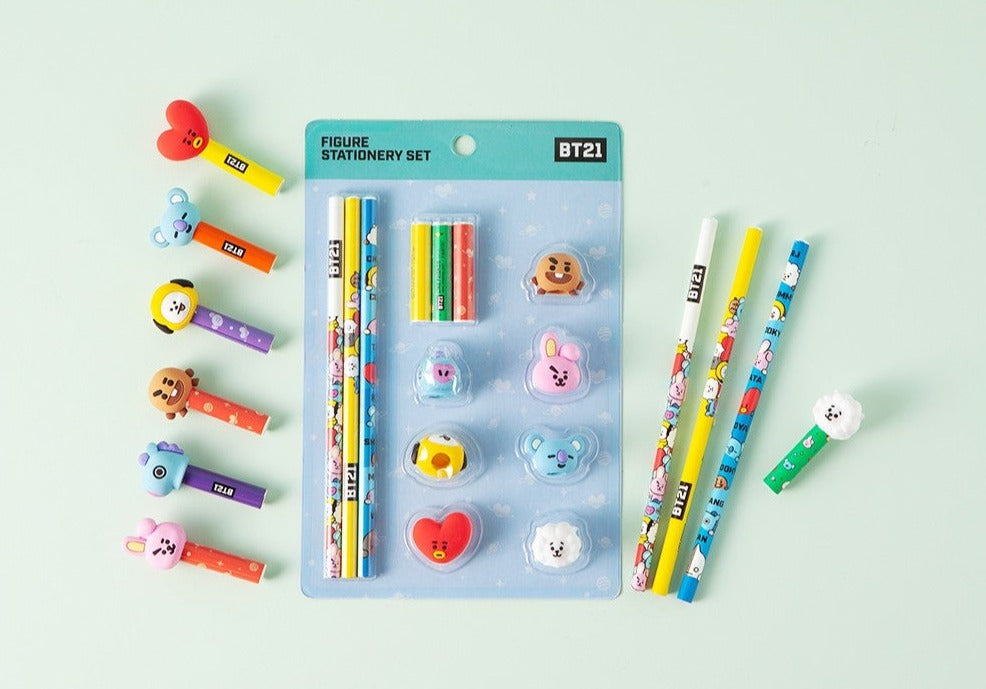 OFFICIAL BT21 FIGURE STATIONERY SET - Swiss K-POPup