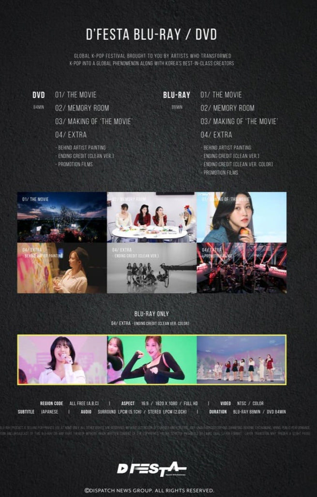 [PRE-ORDER] D'FESTA THE MOVIE (DVD/BLU-RAY) BTS, SKZ, TXT, NCT, TWICE, SVT, ETC.. - Swiss K-POPup