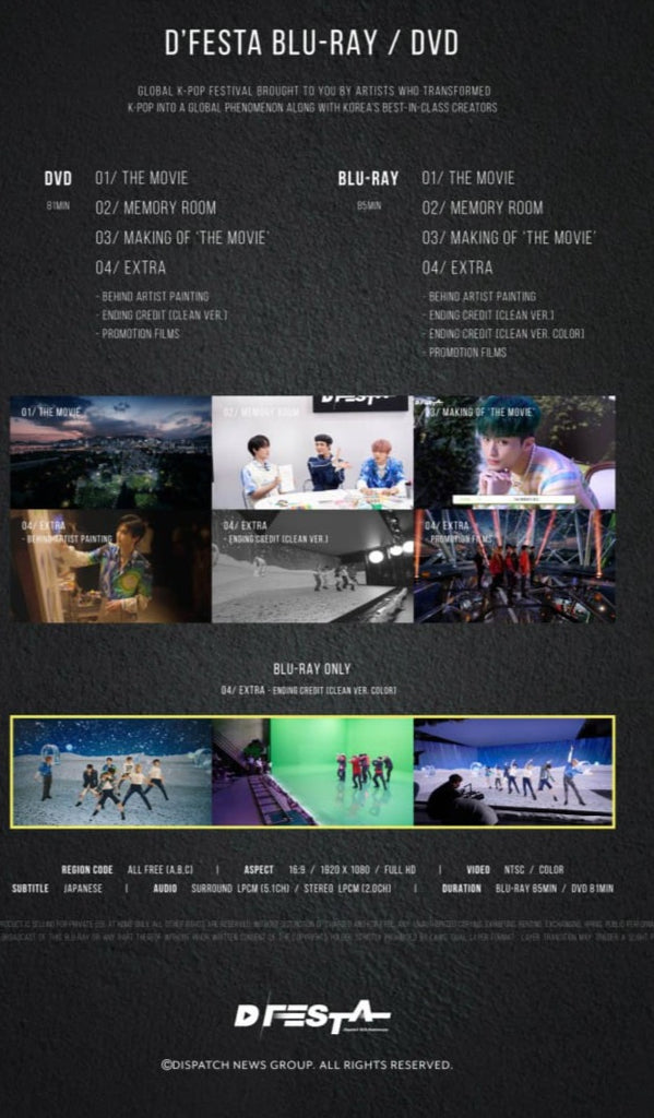 [PRE-ORDER] D'FESTA THE MOVIE (DVD/BLU-RAY) BTS, SKZ, TXT, NCT, TWICE, SVT, ETC.. - Swiss K-POPup