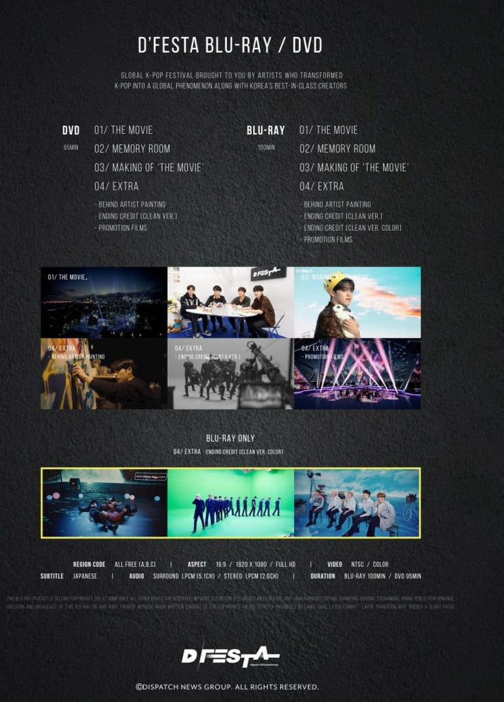 [PRE-ORDER] D'FESTA THE MOVIE (DVD/BLU-RAY) BTS, SKZ, TXT, NCT, TWICE, SVT, ETC.. - Swiss K-POPup