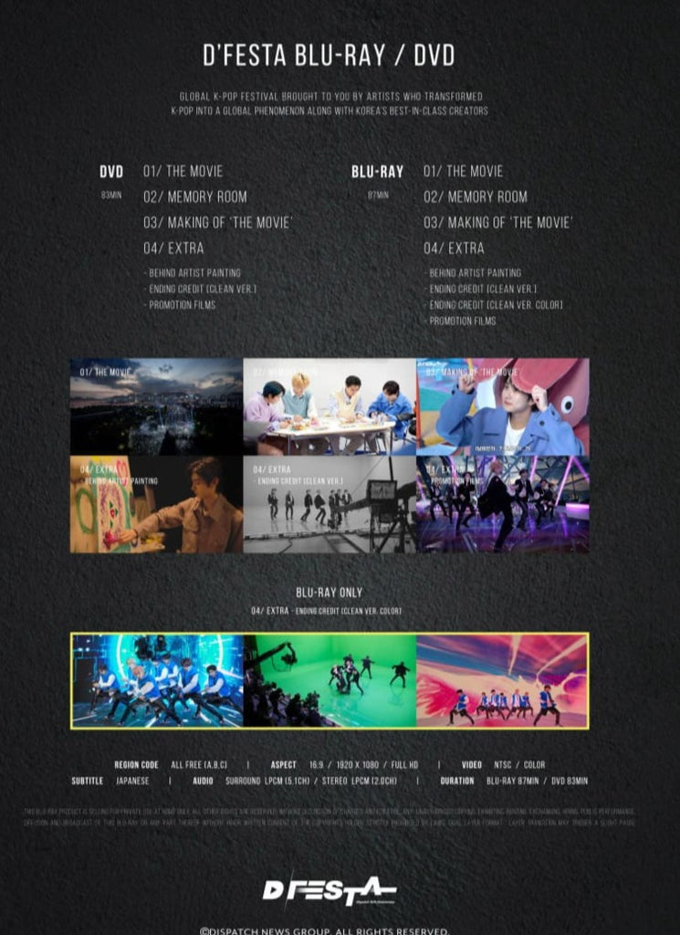 [PRE-ORDER] D'FESTA THE MOVIE (DVD/BLU-RAY) BTS, SKZ, TXT, NCT, TWICE, SVT, ETC.. - Swiss K-POPup