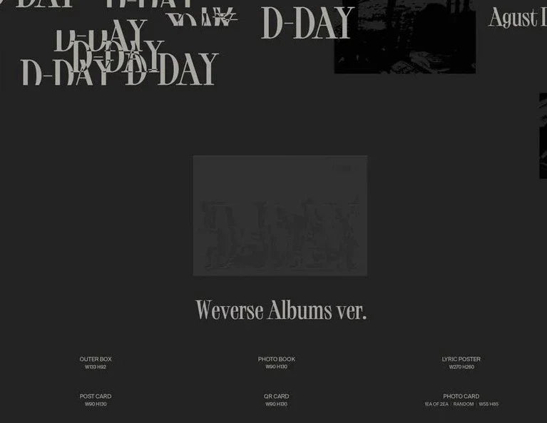 [PRE-ORDER] AGUST D [D-DAY] (WEVERSE ALBUM) - Swiss K-POPup